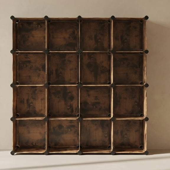 16-Cube Modular Storage Organizer, 48 in. H x 48 in. W x 12 in. D, Rustic Brown