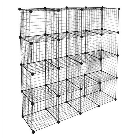 16-Cube Organizer Cube Storage Shelves Metal Grid Multifunction Shelving Unit Modular Cubbies Organizer Bookcase