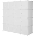 thumbnail image 1 of 16 Cube Organizer Stackable Plastic Cube Storage Shelves Design Multifunctional Modular Closet Cabinet with Hanging Rod White, 1 of 14
