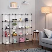 16 Cube Storage Organizer Modular Storage Cube Bookshelf DIY Plastic Closet Storage Shelves for Home Office Bedroom White