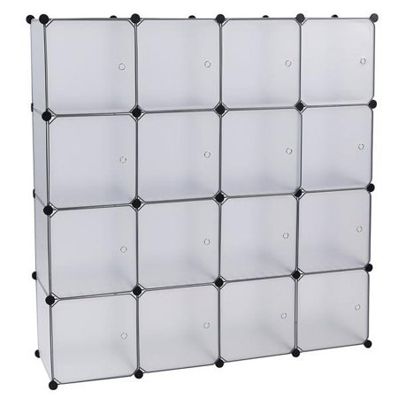16-Cube Storage Shelf Cube Shelving Bookcase Bookshelf Organizing Closet Toy Organizer Cabinet White Color