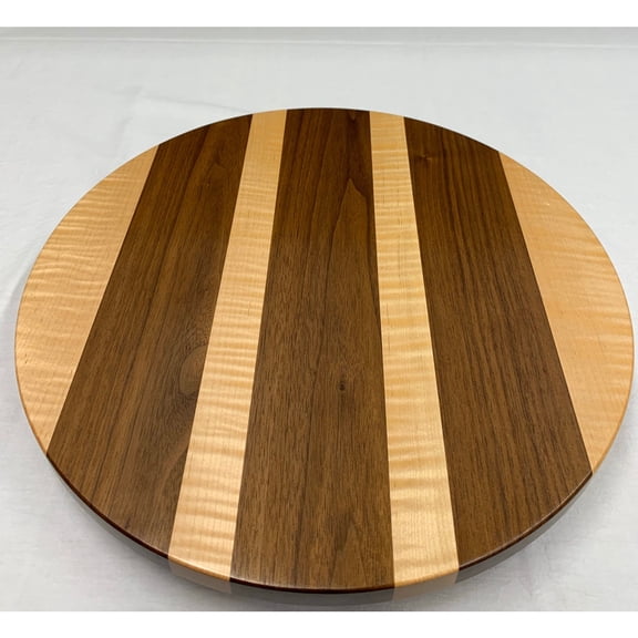 16" Curly Maple and Black Walnut Lazy Susan, Table Centrepiece, Turntable Lazy Susan for Table Top Home Decor