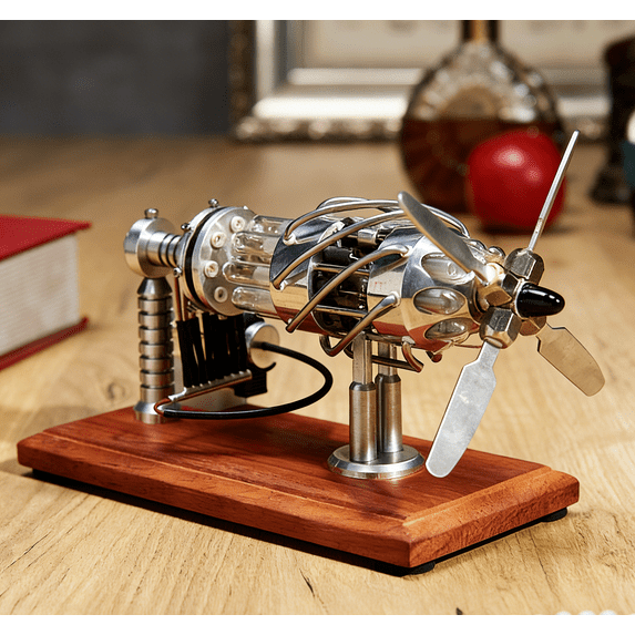 16-Cylinder Swash Plate Hot Air Stirling Engine Model Kit – Desktop Mechanical Engine for Adult Physics Demonstration