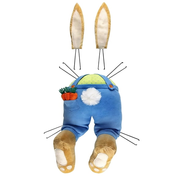 16" DIY Easter Bunny Butt Wreath Kit - Cute Rabbit Ears Feet Attachments - Plush Cartoon Decor Parts - Wall Hanging Ornaments - Funny Easter Holiday Party Creative Seasonal Craft Props