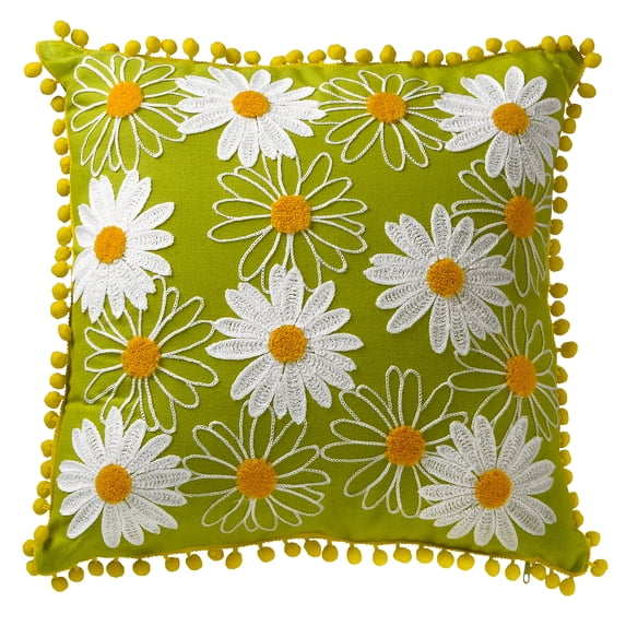 16" Daisy Flowers Pillow