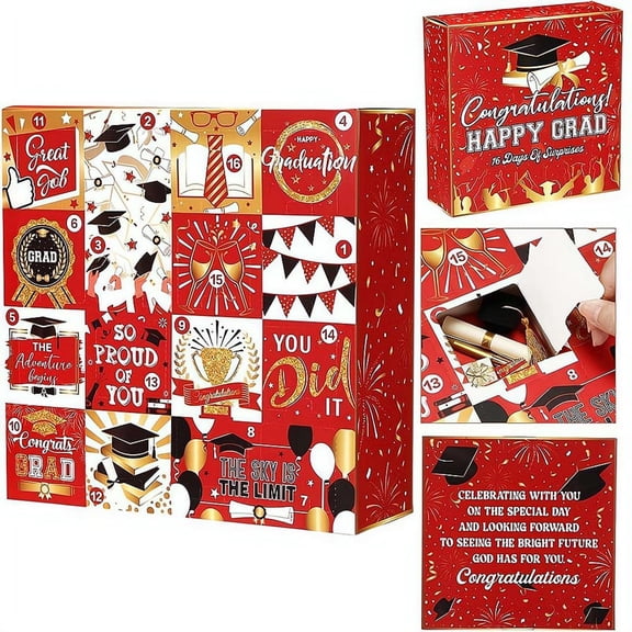 16 Days Graduation Gift Box, DIY Graduation Advent Box 2026, Fill It Yourself Empty Graduations Gift Boxes For Men Women Kids,Surprise GiftBoxes 2026 Graduations For Graduates,Ceremony