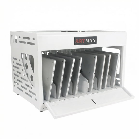 16-Device Charging Station for Laptops/Tablets, Charging Cabinet for iPad/Chromebooks/Laptop Computers, Laptop & Tablet Storage Carts for Classroom/Library/Office/Lockable, White