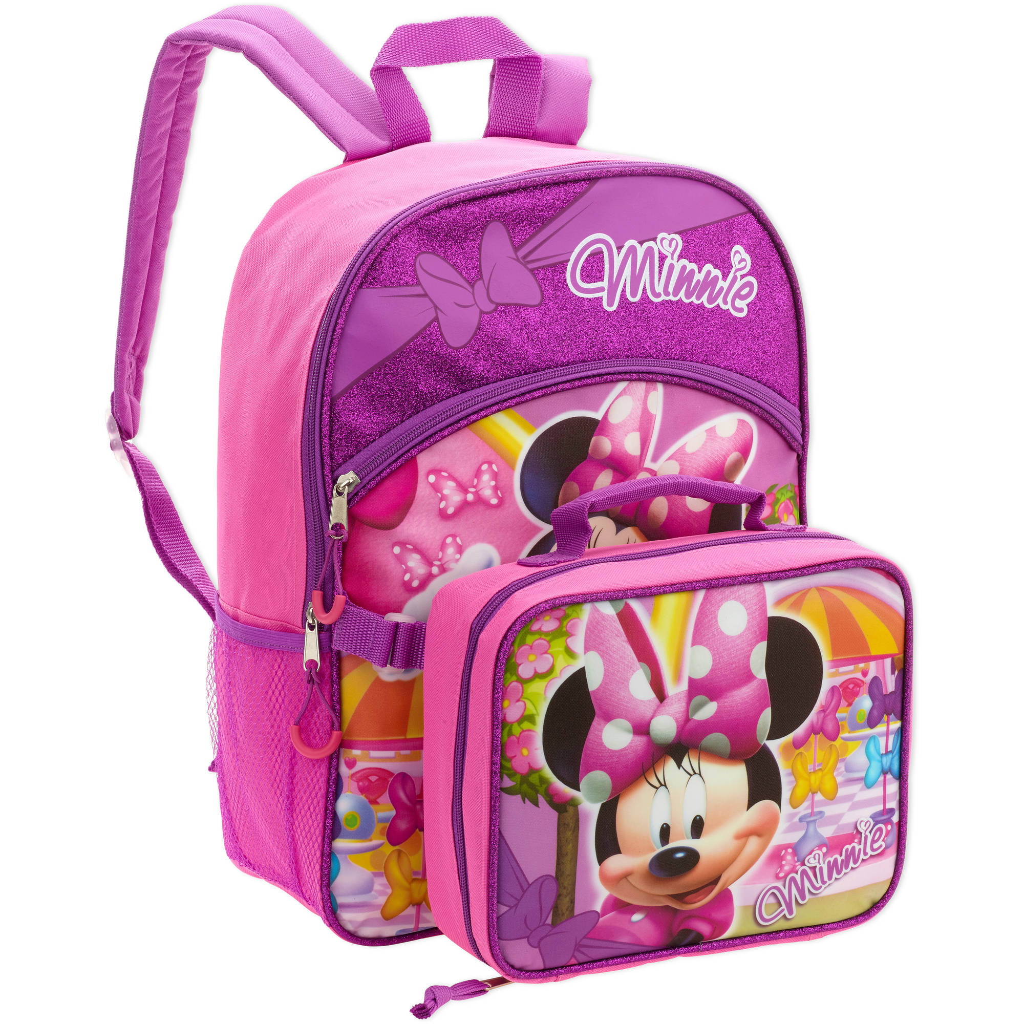 16 Disney Minnie Mouse Full Size Backpack w/ Detachable Lunch Bag