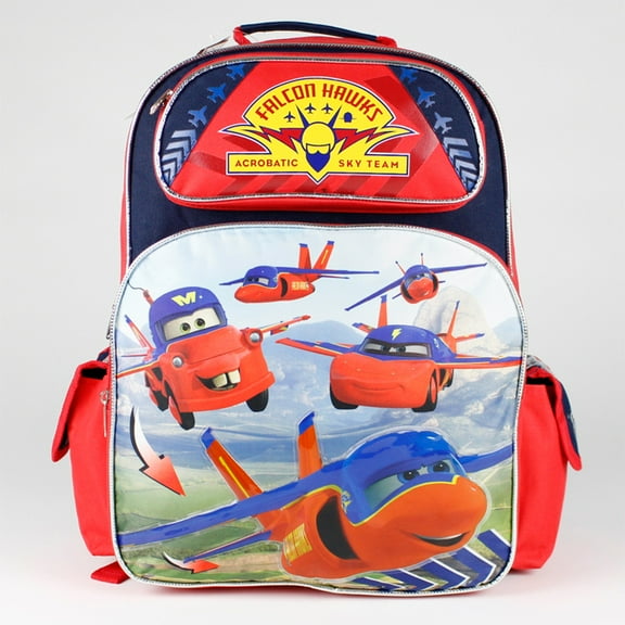 16" Disney Pixar Cars 2 Blue Backpack with 5 Characters Falcon Hawks Theme
