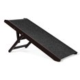 thumbnail image 1 of 16" Dog Ramp, Decorative Wooden Folding Doggie Ramps, Paw Friendly Grip Carpet with Adjustable Height for Cars, Onto Sofas, Beds and Small Stairs, Small Dogs or Cats Only, Espresso, 1 of 5