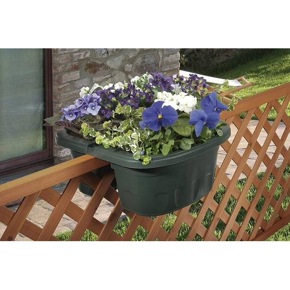 16" Double Sided Adjustable Railing Planter, Green