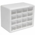 thumbnail image 1 of 16-Drawer Plastic Drawer Storage Cabinet for Garage Organization, Beads, Makeup Organizer, Building Bricks Storage, Teacher Toolbox, 10-1/2" W x 6-1/2" D x 8-1/2" H, 10116 White, 1 of 9