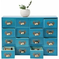 Desktop Drawers Storage Cabinet 16 Drawers Organizer Wooden Medicine Cabinet Blue