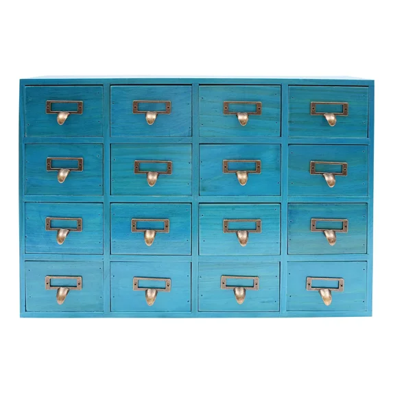 16-Drawer Storage Cabinet Rustic Drawers Apothecary Cabinet Wooden Desk Drawer Organizer Apothecary Chests and Cabinets Herb Storage Box Tabletop Library Card Catalog Cabinet