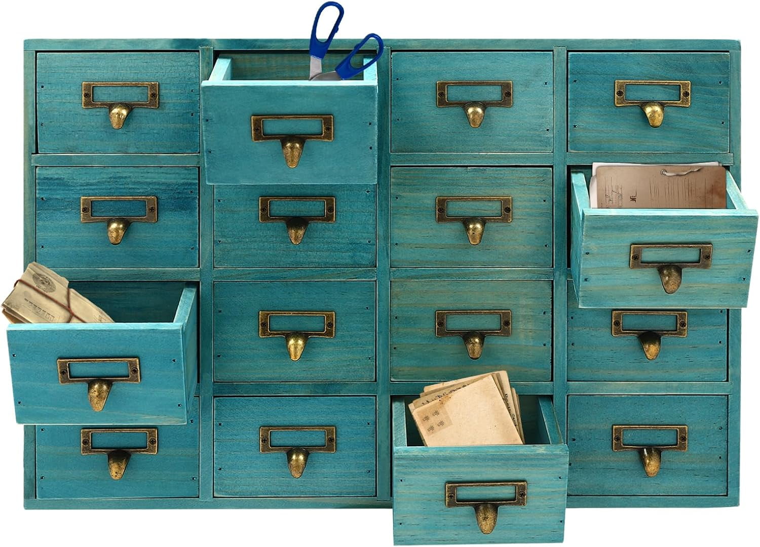 16 Drawers Apothecary Library Card Catalog Drawer Box