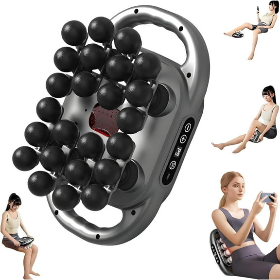16-Drive 8-Head Massage Gun Set, 24 Head Deep Tissue Percussion Massager, 9 Levels & 9 Modes Hand-Held Quiet Muscle Massage for Back, Shoulders, Legs, Foot - Full Body Muscle Pain Relief,Gray