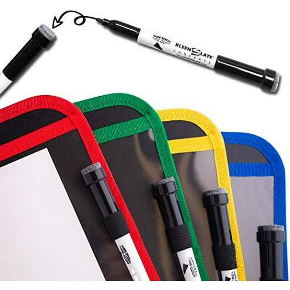 (16) Durable Dry Erase Pockets with Sturdy Back and Clear Vinyl Sleeve + (16) Dry Erase Markers with Erasers + (1) Microfiber Cloth$$Office