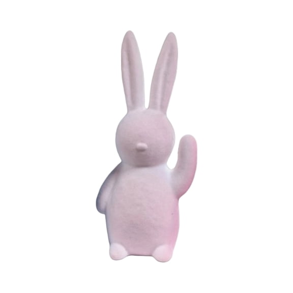 16" Easter Flocked Bunny Figurines, Spring Farmhouse Home Decor, Purple Rabbit Tabletop Decor for Spring & Easter, Indoor Easter Centerpiece Statue & Holiday Gifts