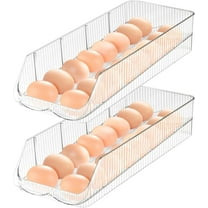16 Egg Holder for Fridge, Rolling Egg Container, Stackable Egg Tray Holds 16 Eggs - Clear