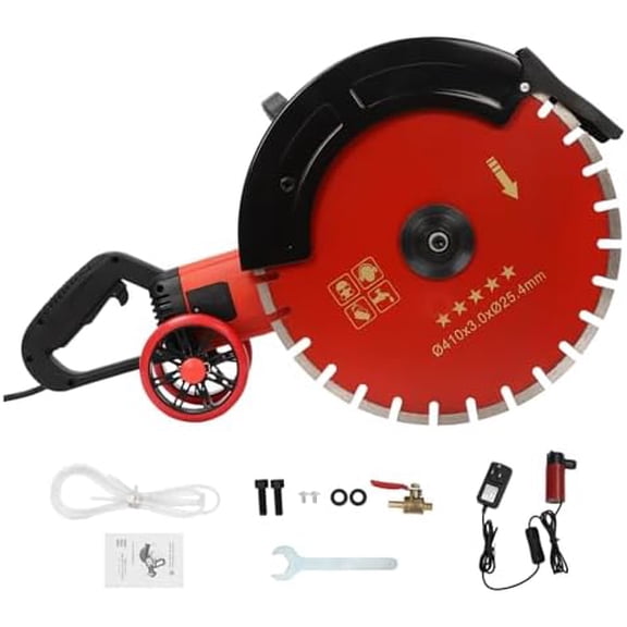 16'' Electric Concrete Saw, 5800W Wet Dry Saws Cutter with 6.5in Cutting Depth, Circular Saws Cutter with Water Pipe/Water Pump/Blade for Concrete, Granite, Brick, Porcelain, 3000RPM