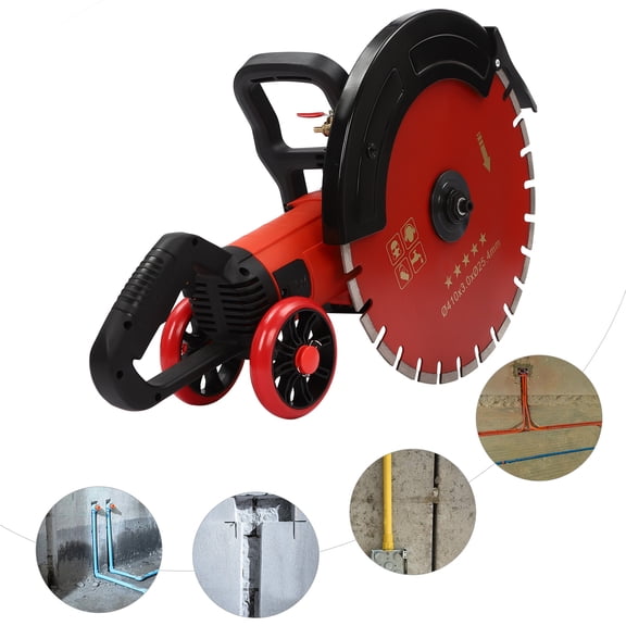 16'' Electric Concrete Saw Wet/Dry Saw Cutter with Water Pump and Blade 110V 5800W 3000RPM 23.62*8.27*16.54 in for Cutting Stone, Concrete, Granite, Red Brick