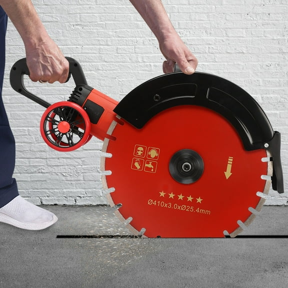 16'' Electric Concrete Saw Wet/Dry Saw Cutter with Saw Blade and Rolling Pulley 4000W 3000RPM