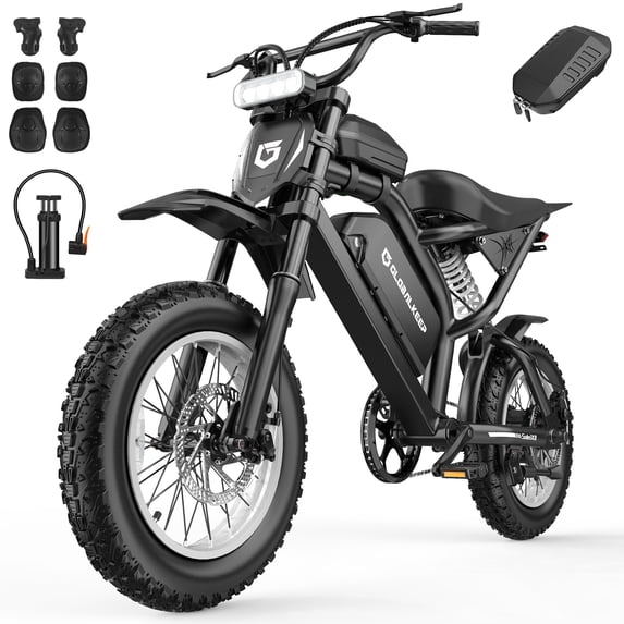 16" Electric Dirt Bike Ebike for Teens, 1000W Motor 1500W Peak, 48V 17.5Ah Removable Battery, 16x3" Fat Tire, Full Suspension, UL2849 Certified, White