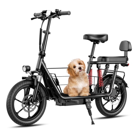 16" Electric Scooter for Adults and Teens with Seat and Basket, 20 MPH Max Speed, 40-Mile Long Range, 819W Peak Motor, Dual Suspension, Cruise Control, Foldable 2-Seat E Scooter
