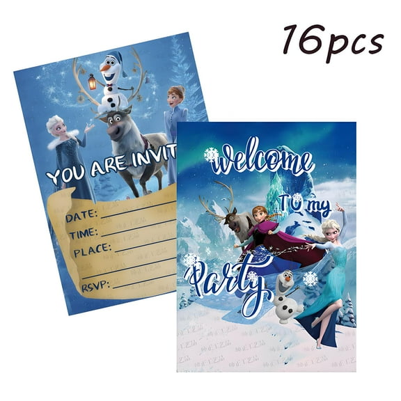 16 Elsa Themed Happy Birthday Invitation Cards Postcard Style Invites for the Perfect Party Pack