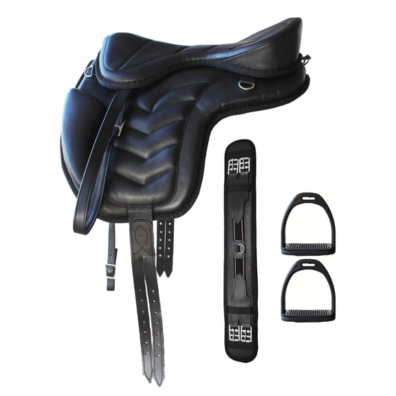 16" English Horse Polo Synthetic Treeless Saddle Stirrups 80202BK