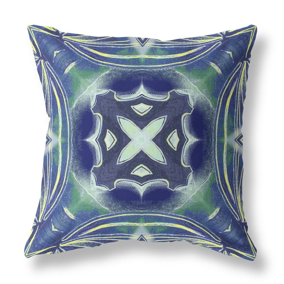 16 Evening Blue Green Geo Tribal Suede Throw Pillow