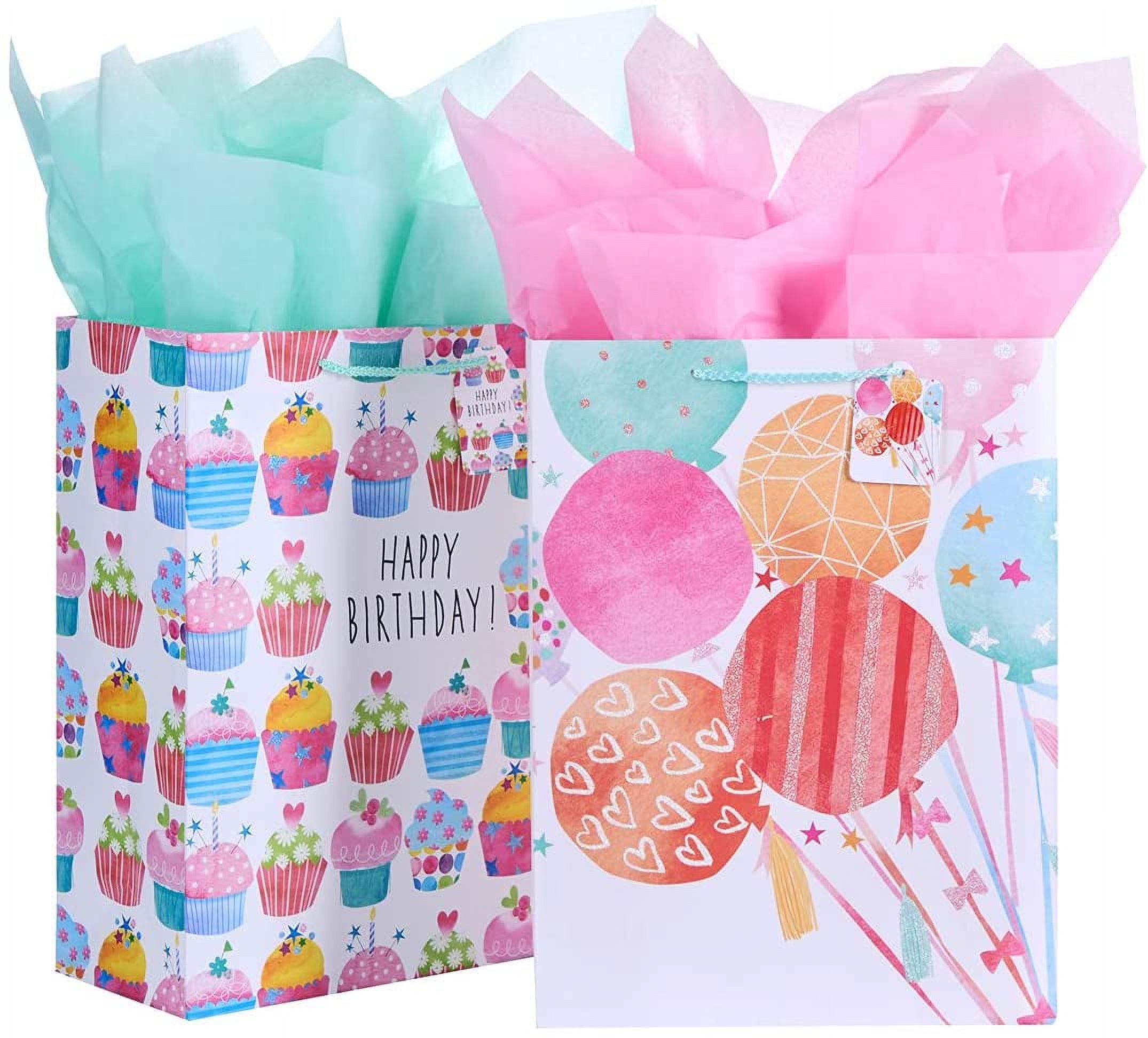 16" Extra Large Gift Bags for Birthday Party with Tissue Paper(2 Pack