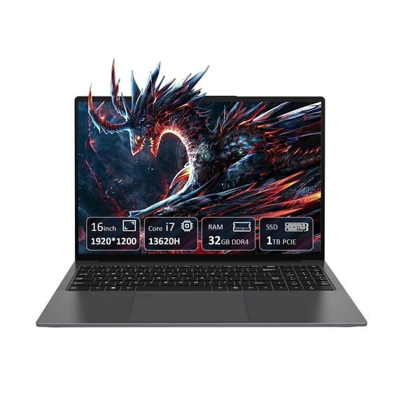 KURIETIM 16" FHD Gaming Laptop,IntelCore i7-13620H (10/16, Up to 4.9GHz),32GB DDR4,1TB SSD,Backlit KB