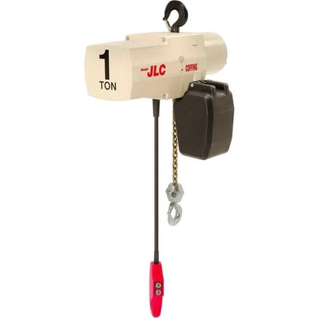 16 FPM, 230 & 460V Coffing JLC 1 Ton Electric Chain Hoist with Chain Container, 10 ft. Lift
