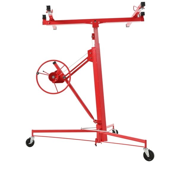 16 FT Drywall Lift Panel Rolling Hoist Jack Lifter Sheetrock, Drywall Lifting Construction Tools Caster Wheel with Adjustable Telescopic Arm, 16"