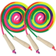 16 FT Long Jump Rope2 PACK, Double Dutch Jump Rope, Soft Beaded Skipping Rope for Kids Adults, Plastic Segmented Jump Rope, Long Enough for 4-5 JumpersRainbow Style 1