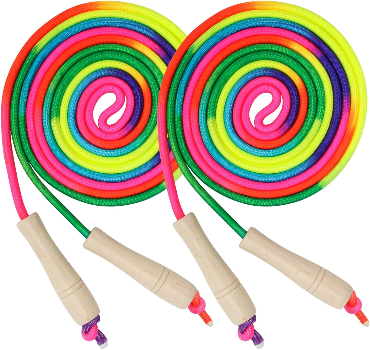 16 FT Long Jump Rope(2 PACK), Double Dutch Jump Ropes, Soft Beaded Skipping for Kids Adults, Plastic Segmented Long Enough for 4-5 Jumpers