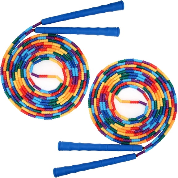 16 FT Long Jump Rope(2 PACK), Double Dutch Jump Ropes, Soft Beaded Skipping for Kids Adults, Plastic Segmented Long Enough for 4-5 Jumpers