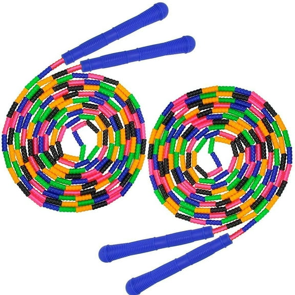 16 FT Long Jump Rope(2 PACK), Double Dutch Jump , Soft Beaded Skipping for Kids Adults, Plastic Segmented Long Enough for 4-5 Jumpers