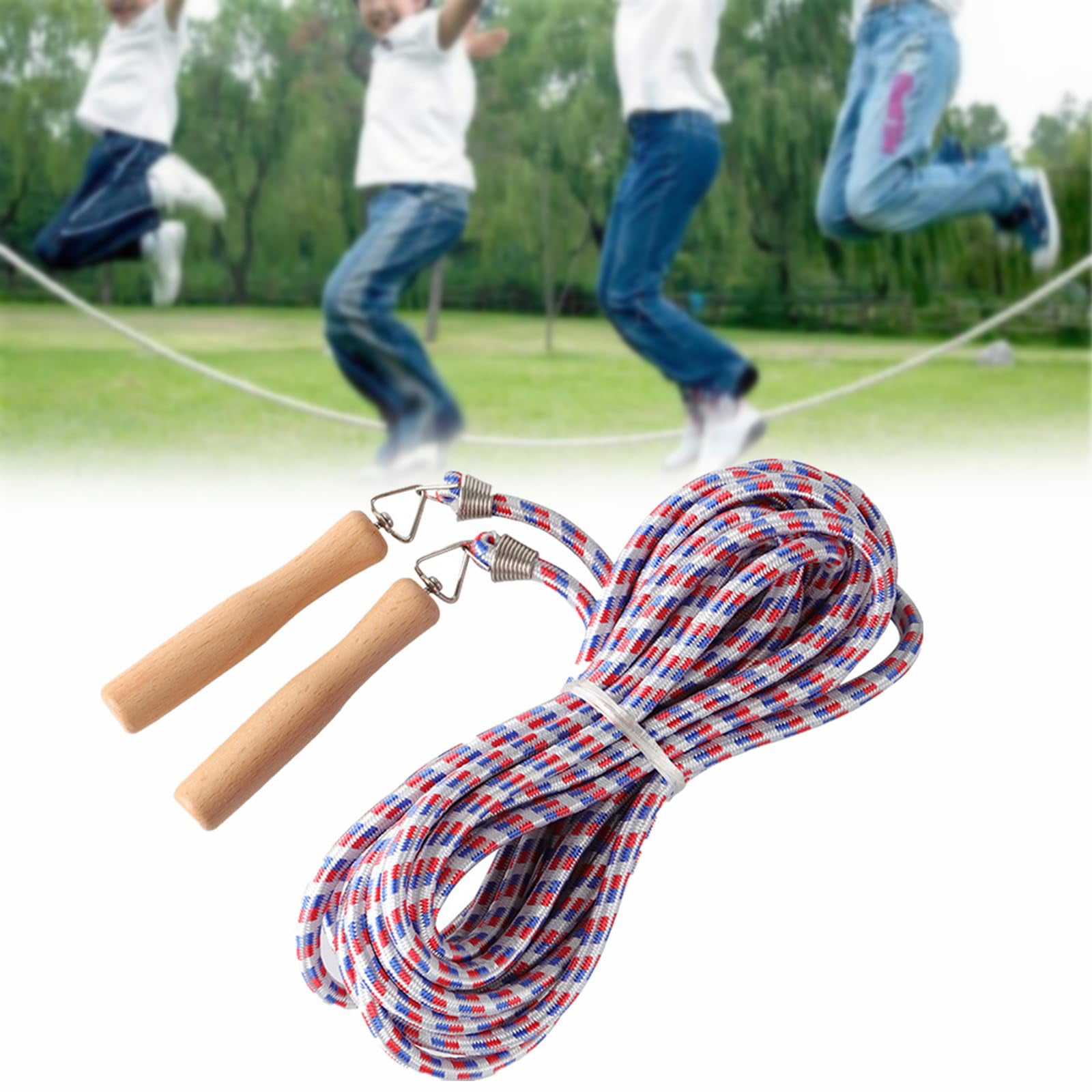 16 FT Long Jump Rope, Double Dutch Skipping Rope with Wooden Handle for ...