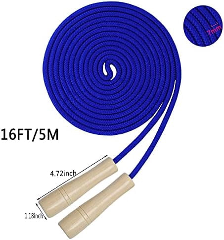 16 FT Long Jump Rope for Kids, Adjustable Double Dutch Skipping Rope with Wooden Handle, Multiplayer Team Jumping Rope for Outdoor Fun, School Sport, Party Game, Birthday Gift