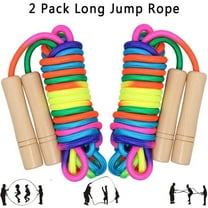16 FT Long Jump Rope for Teens, 2 Pack Adjustable Double Dutch Skipping Rope with Wooden Handle, Multiplayer Rainbow Jumping Rope for Outdoor Fun, School Sport, Party