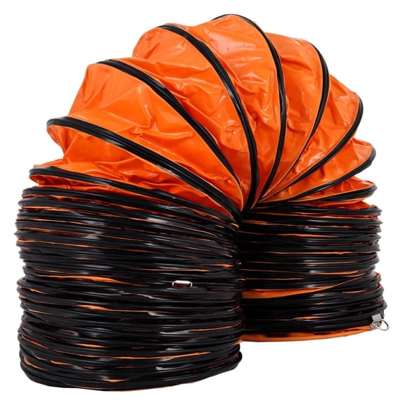 16 FT PVC Flexible Duct Hosing 12 Inch for Exhaust Fan - Orange Ventilation Ducting for Portable Blowers, Industrial Ventilation, Tunnel & Automobile