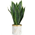 16" Faux Potted Plant Artificial Snake Plant with White Ceramic Pot