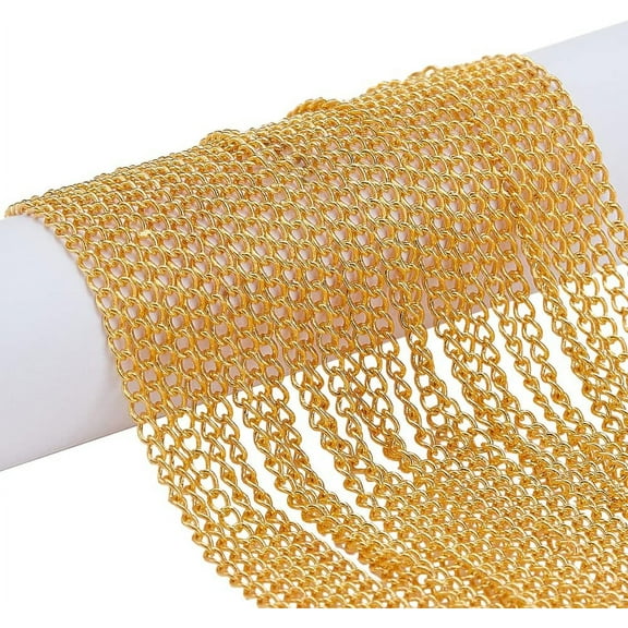 16 Feet Brass Cable Chains Golden Extender Chains 2mm Jewelry Making Chains Metal Gold Link Chains Jewelry Chain Bulk for DIY Necklace Bracelet Anklets Choker Jewelry Making