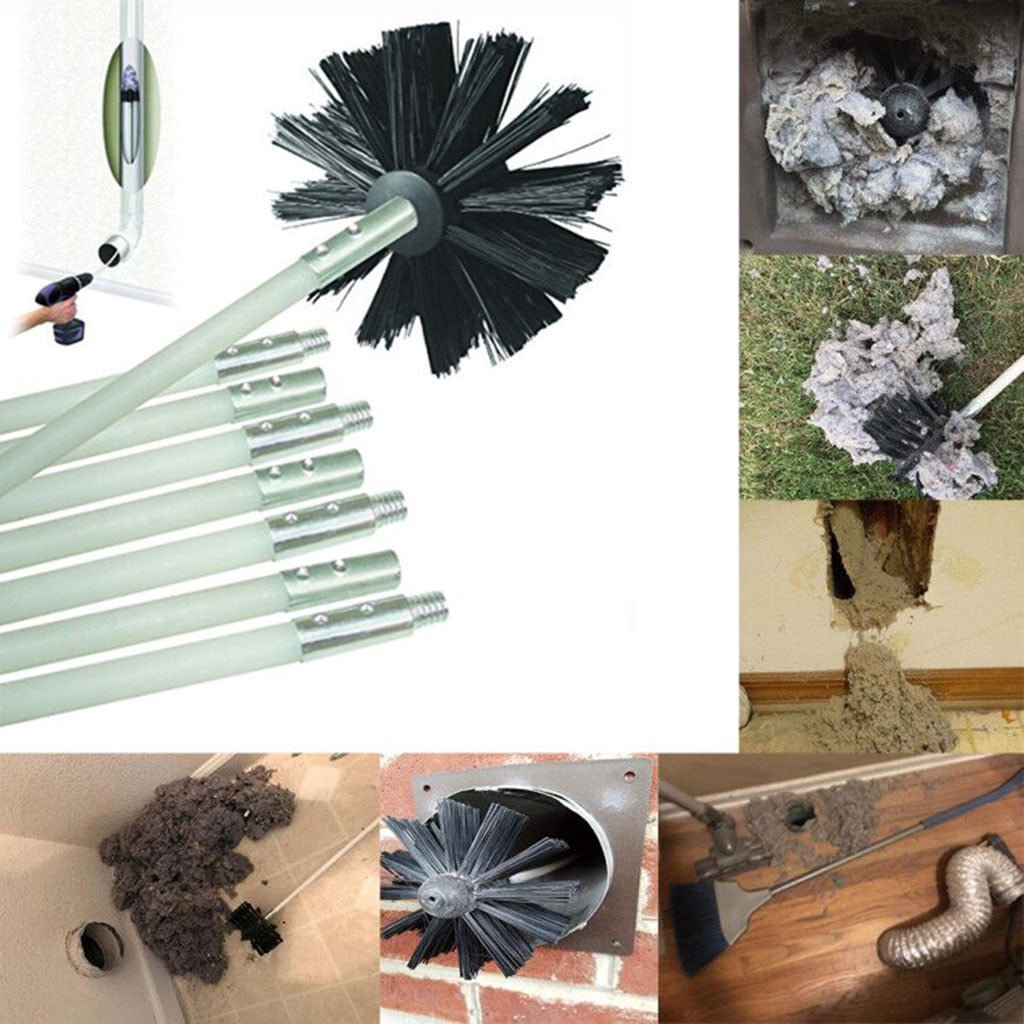 16 Feet Dryer Vent Cleaning Brush, Flexible Lint Brush with Drill Attachment, Lint Remover, Extends Up to 15 Feet, Synthetic Brush Head, Use with or Without a Power Drill
