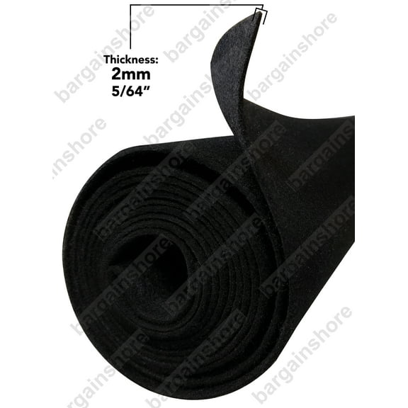 16 Feet Long by 3.75 Feet Wide Polymat Black Nonwoven Felt Fabric Carpet - Multipurpose Backed Felt Fabric for DJ Sub Box Speakerbox Cabinet Liner