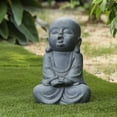 thumbnail image 1 of 16" Fiber Stone Outdoor Statue, Meditating Buddha Garden Sculpture, Little Buddha Outdoor Art for Patio Courtyard, 1 of 7