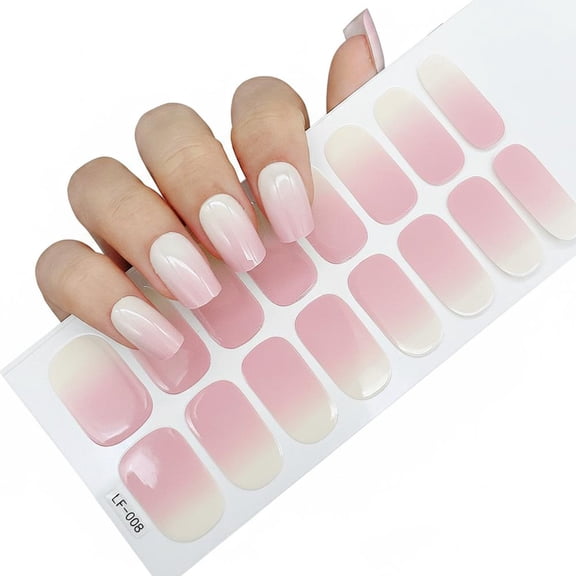 16 Fingertips Full Cover Gradient Nail Wraps, Fresh Summer Pastel Nail Stickers, Easy Application Portable DIY Self Adhesive Nail Decals