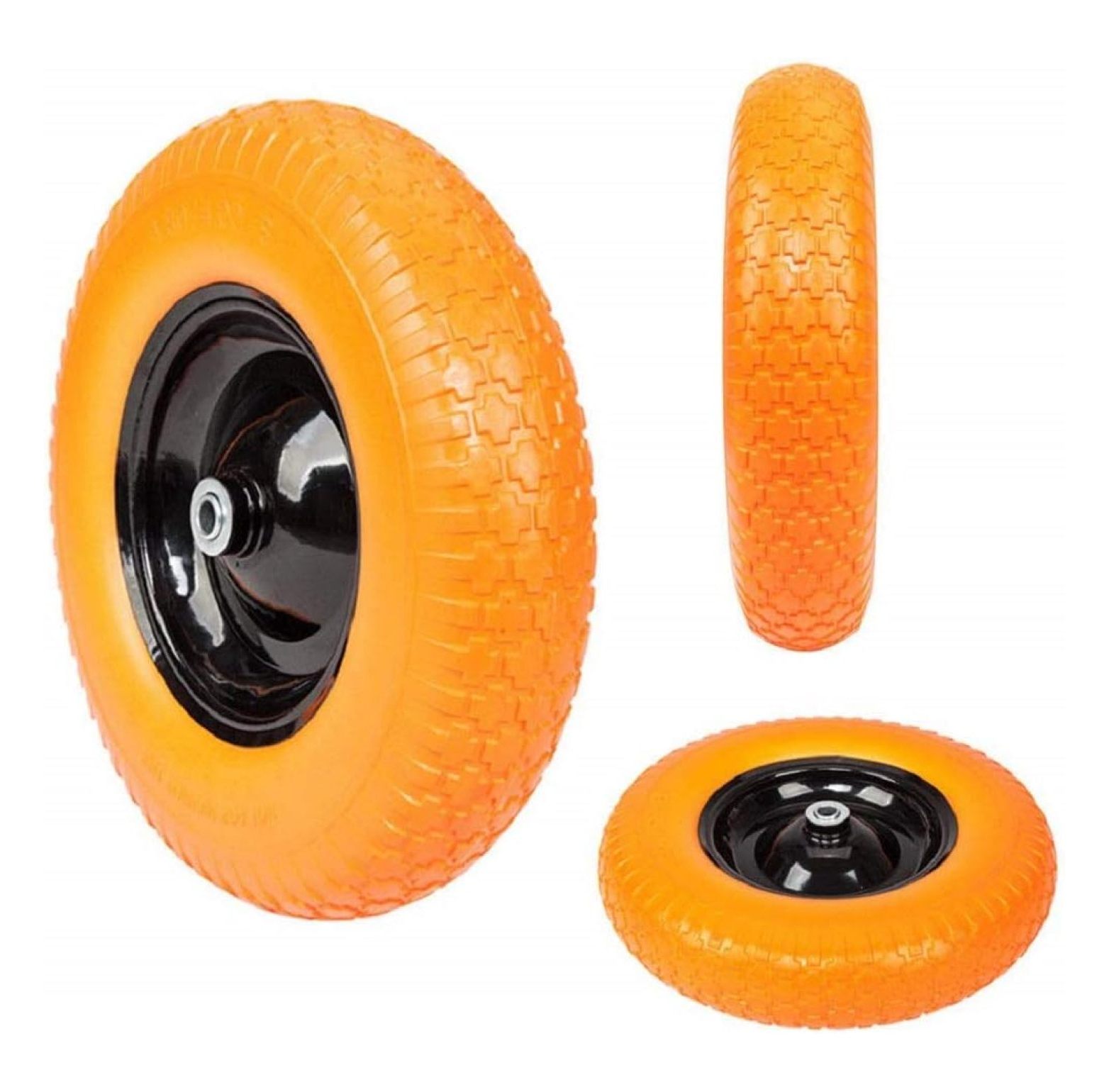 16" Flat Free Wheel Barrow Wheelbarrow Tire Solid Foam 5/8 Axle Cart